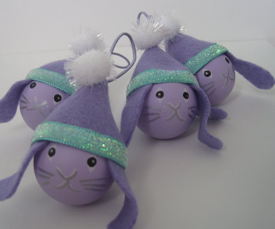 Bunny Rabbit Christmas Baubles ONE DAY SALE