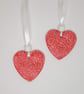 Heart, red and white clay heart decoration, floral embossed gift for her - Image 2