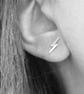 Lightning Bolt Earrings in Sterling Silver, Small Silver Studs - Image 3