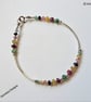 Dainty Ruby, Sapphire & Emerald Noodle  Sterling Silver Brangle - Image 5