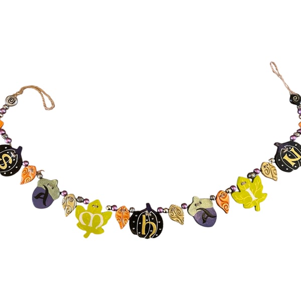 Handmade Samhain Vibrant Clay Garland