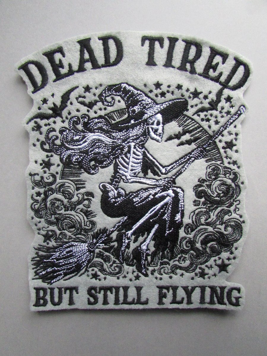 Skeleton Witch Halloween Embroidered Sew on Applique Patch