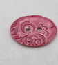 Large Rose Pink Brocade Oval Handmade Ceramic Button - Image 5