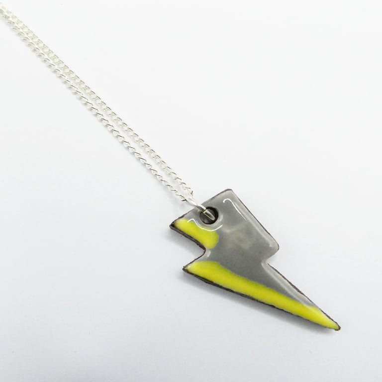 Yellow ceramic lightning pendant neclace