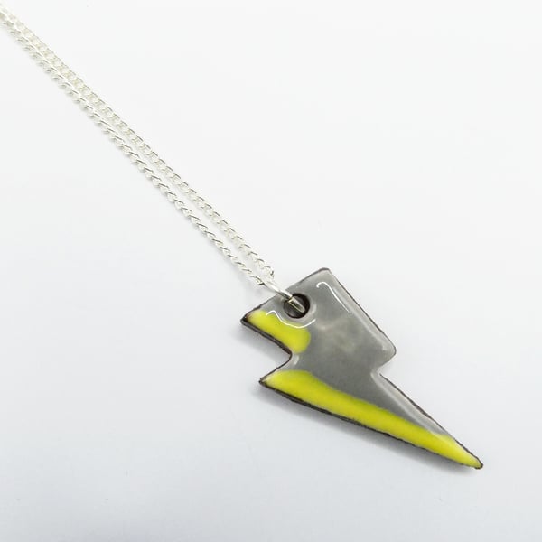 Yellow ceramic lightning pendant neclace