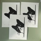 Mischief Black and White Cat Lino Print