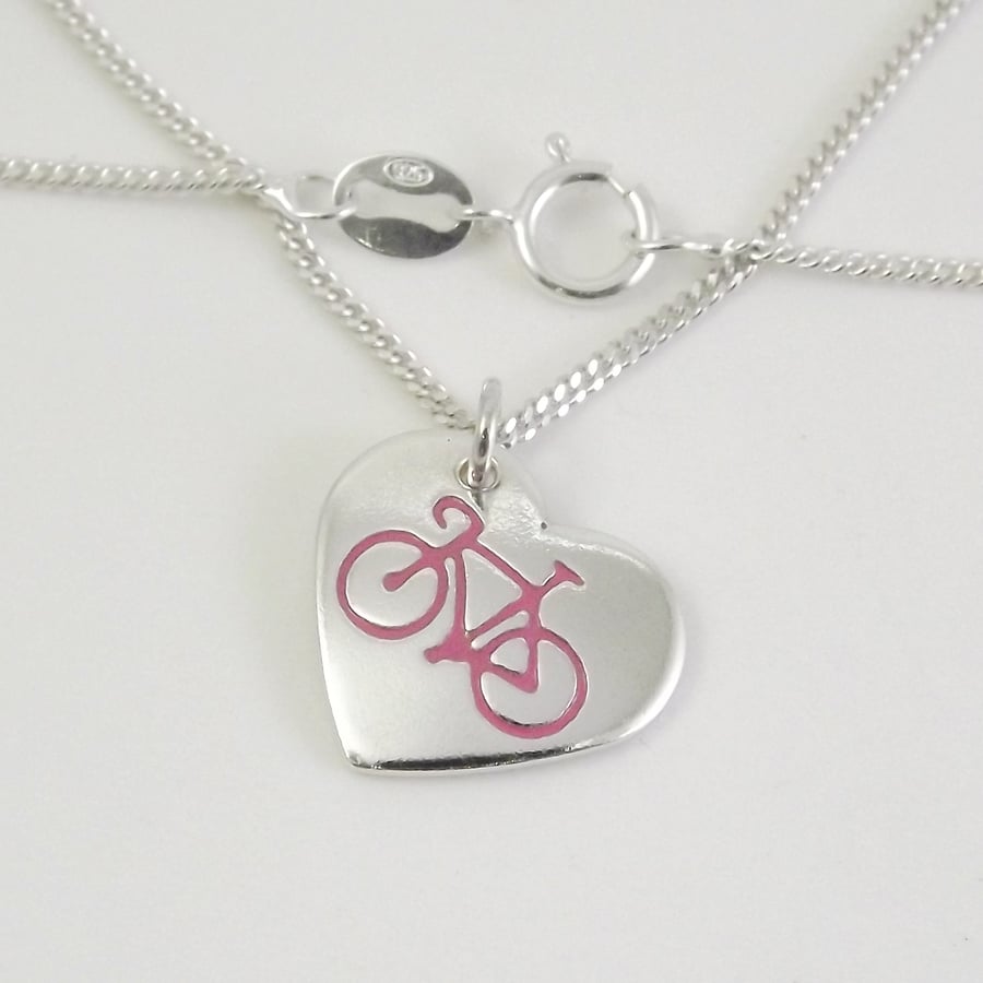 Bicycle Heart Pendant (Small), Handmade Jewellery for Cyclist