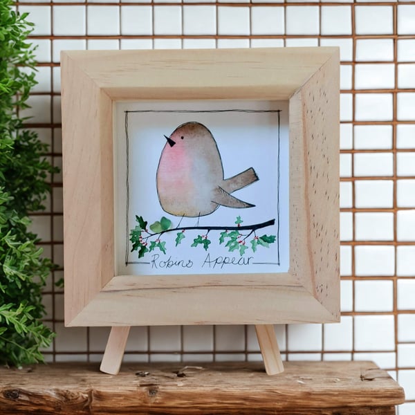 Sea Glass Watercolour Robin Art