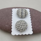 2 Small Handmade Grey Tweed Fabric Buttons