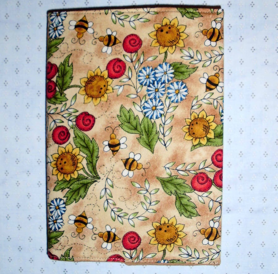 Diary 2014 fabric covered A6 Flowers and Bees