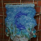 Handmade Felt Wool Wall Panel with Dolphins