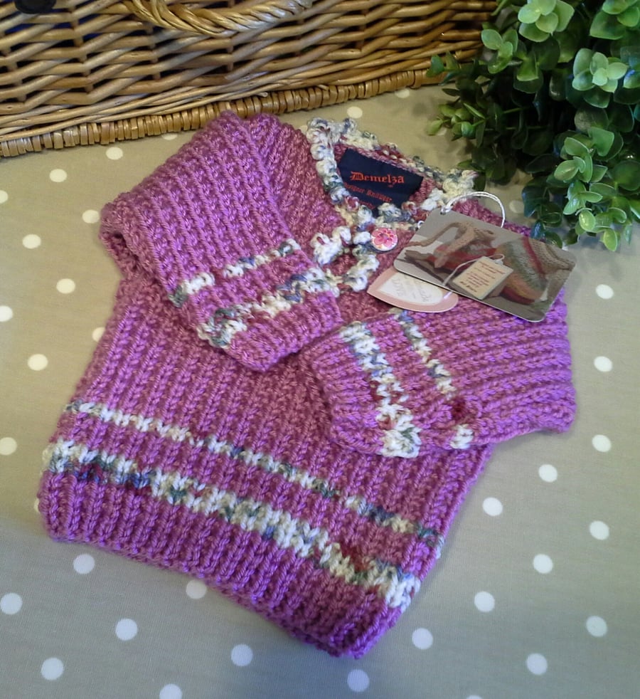 Baby Girls Super Soft Aran Ribbed Jumper 6 -12 months