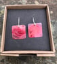 Red Square Dangle Earrings - Image 4