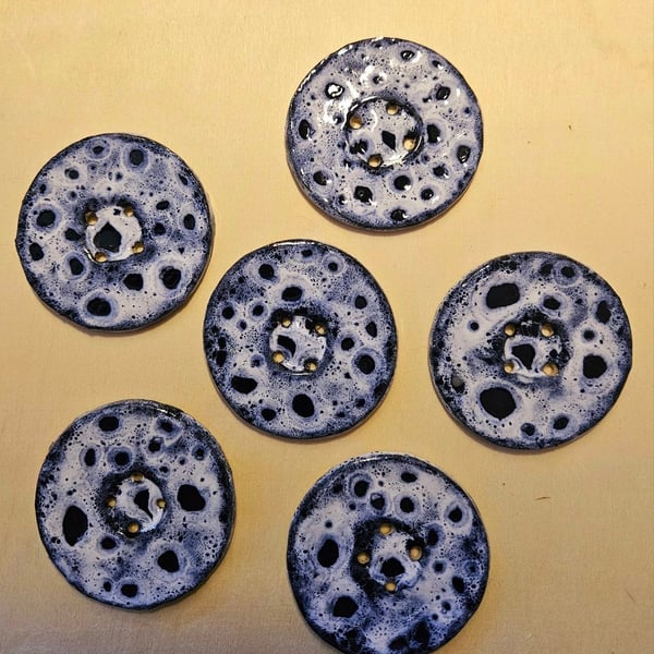 Set of Six Handmade Ceramic Buttons