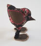 Floral Fabric Bird Ornament - Freestanding Textile Bird Decoration - Image 2