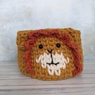 Lion basket, Animal themed decor, Toy storage, Recycled, Gift basket