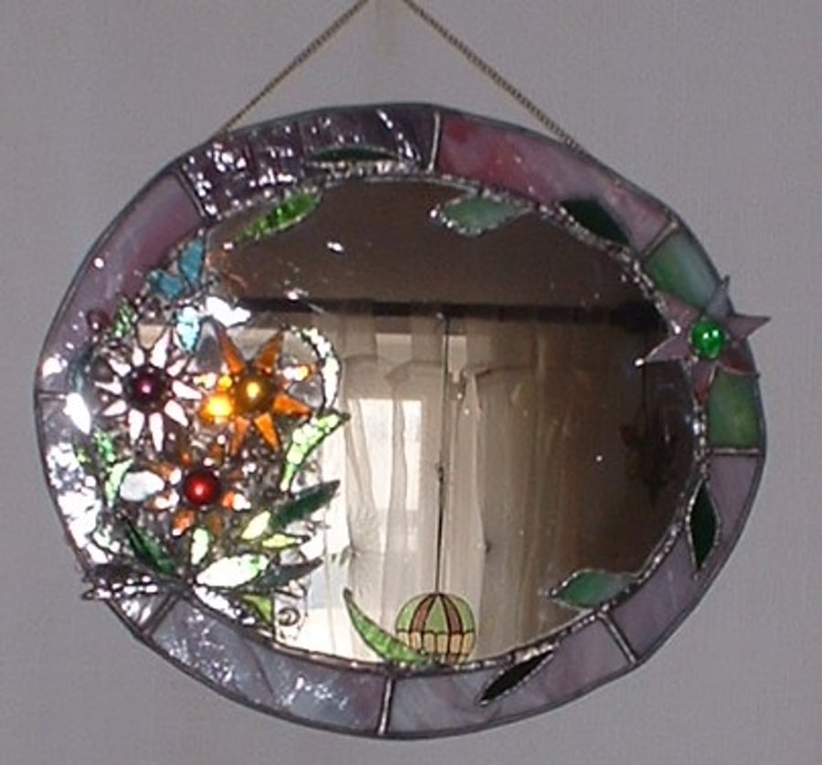 "Summer Meadow" Decorative Stained Glass Mirror