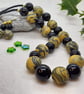Black and mustard necklace and earrings set - Image 3