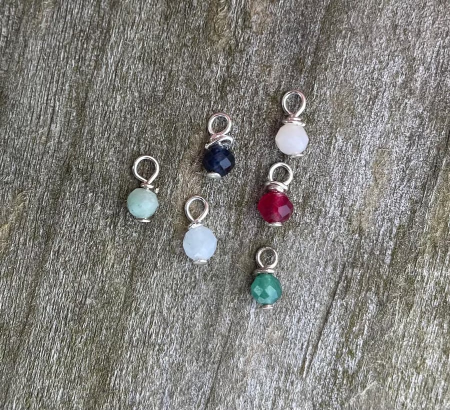 Small Gemstone Charms For Hoop Earrings 