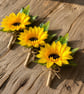 Artificial Sunflower Buttonhole – Rustic Wedding Boutonniere