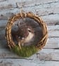 Needlefelted wren in mini vine wreath home decoration 