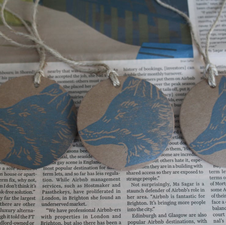 Hand Printed Fox Gift Tags - Folksy