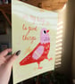 Cute Pink Pigeon Art Print. On My Way To Good Things Print.  - Image 2