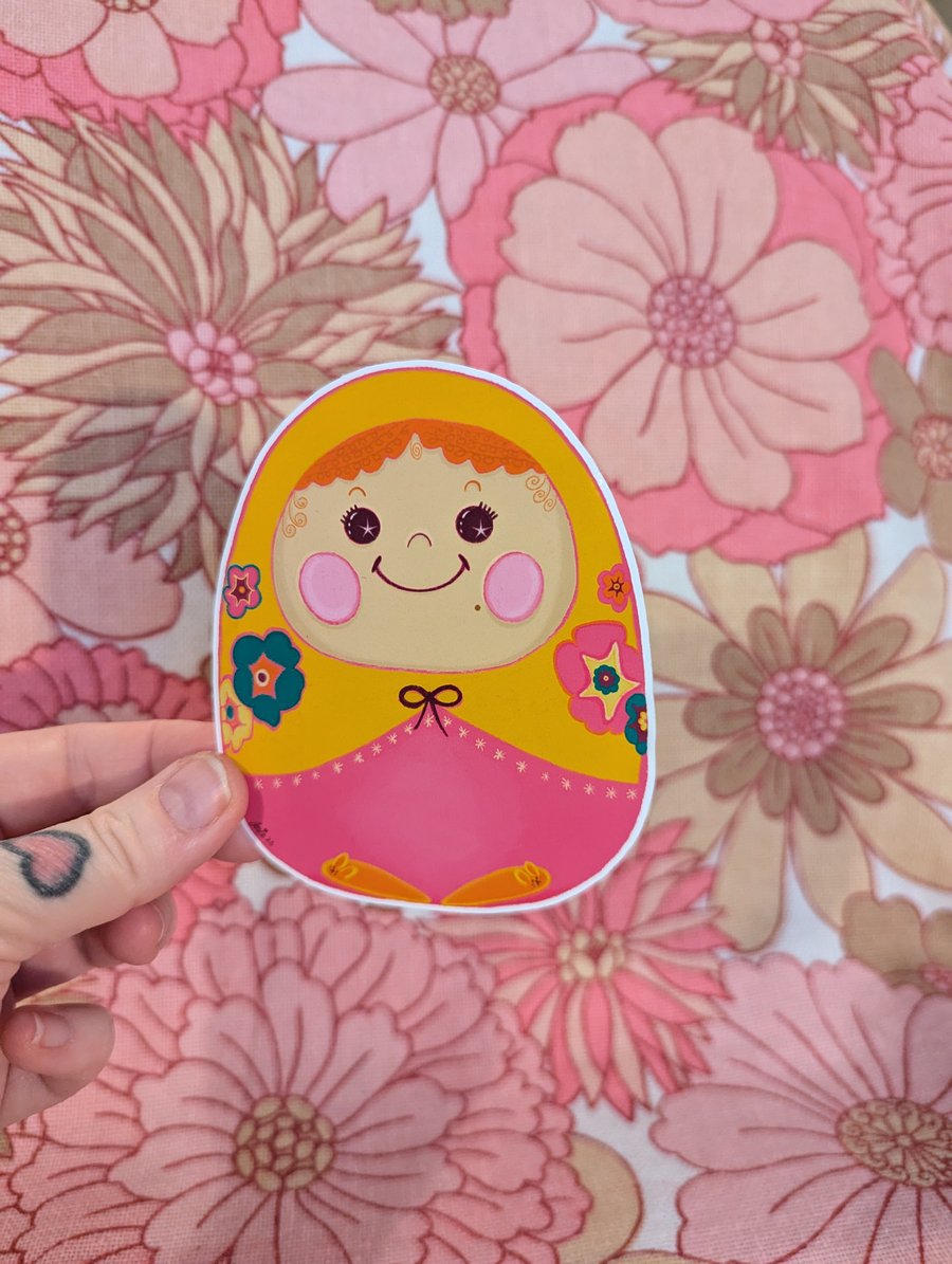 Kitsch retro Japanese Unazukin toy large vinyl sticker