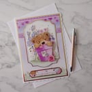 Teddy Bear Birthday Wishing You Beary Best Wishes 3D Luxury Handmade Card