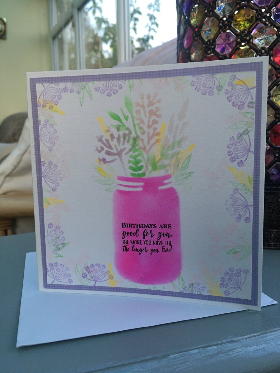 Mason Jar vase wild flower birthday card
