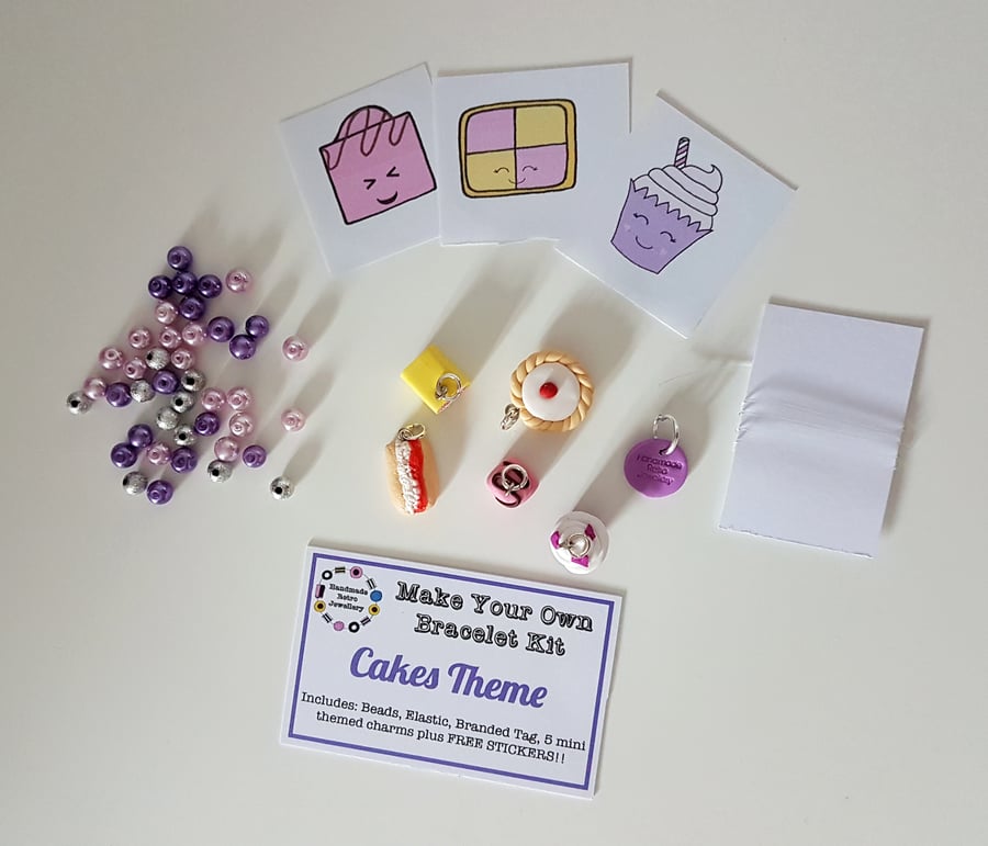 Make your own retro food themed bracelet kit CAKE THEME!