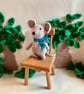 Little Crocheted Mouse Ornament , Shelf Mouse, Soft Desk Mouse