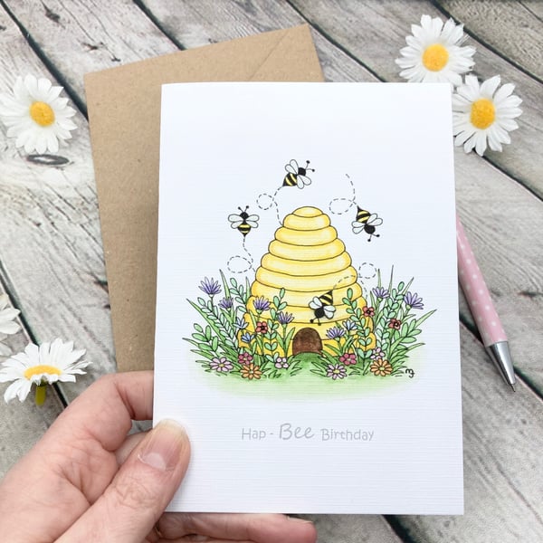 Beehive Card - Birthday Card - Bee Card