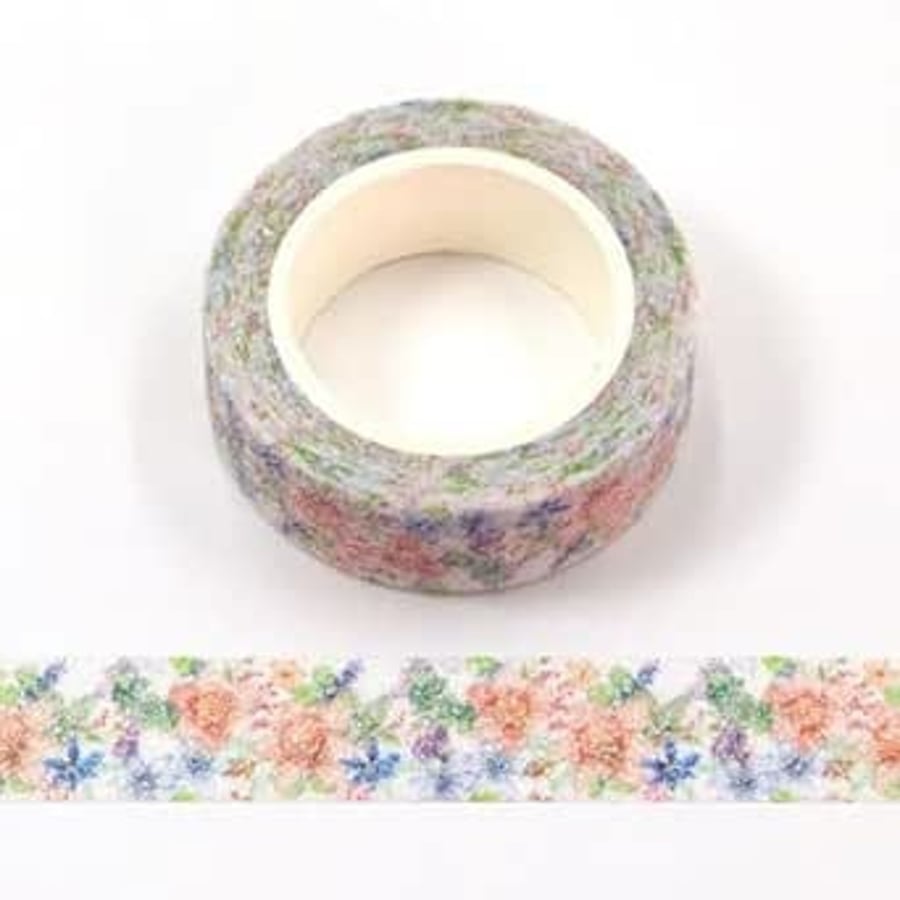 Syntego Glitter Flower Floral Washi Tape Decorative Craft Self Adhesive Glitter 