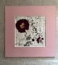 Original Pressed Flower Art with Pink Mount, Handmade Paper