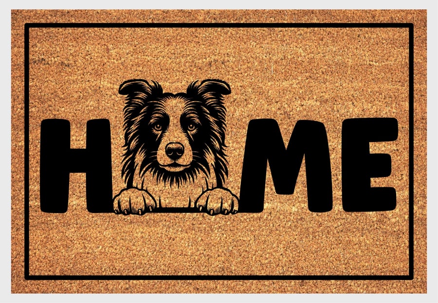 Border Collie Home Door Mat No.2 - Border Collie Dog Welcome Mat - 3 Sizes