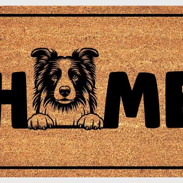 Border Collie Home Door Mat No.2 - Border Collie Dog Welcome Mat - 3 Sizes
