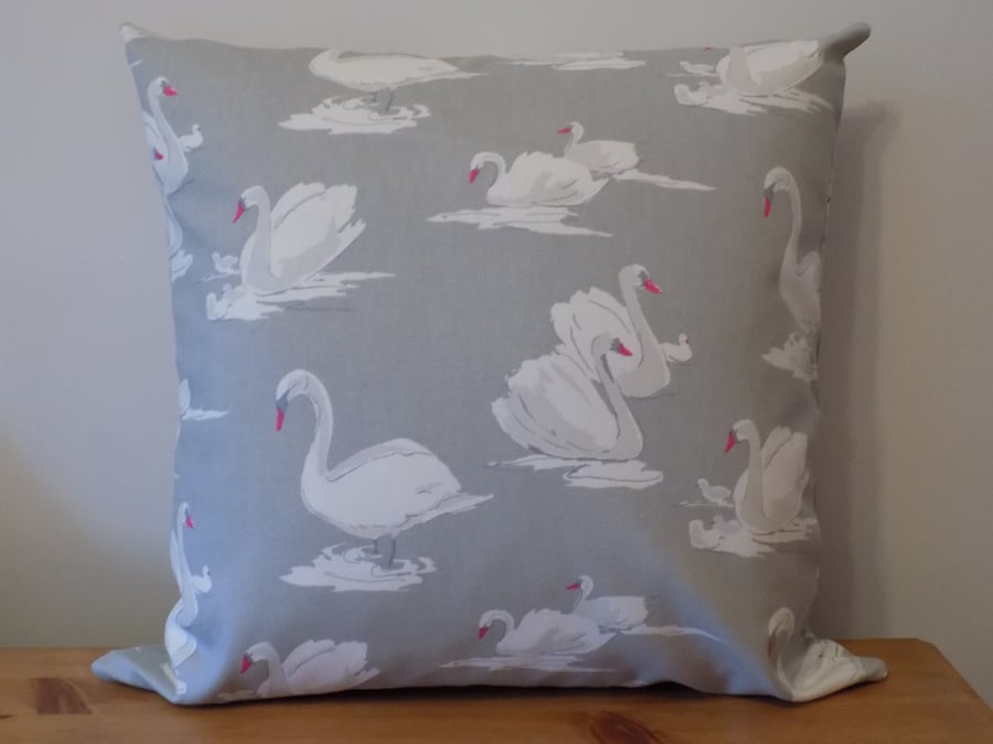 'Swan Pebble' Cushion Cover Bird Design Throw Pillow Cotton Canvas Fabric 16"18"