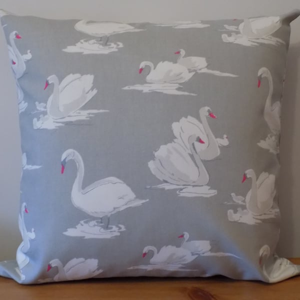 'Swan Pebble' Cushion Cover Bird Design Throw Pillow Cotton Canvas Fabric 16"18"