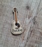 Folkie Guitar Wooden Pin Brooch - Image 1