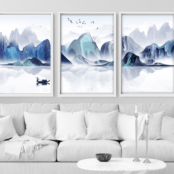 Office decor Set x 3 Wall art Prints, Home decor Japanese art, calming zen wall 