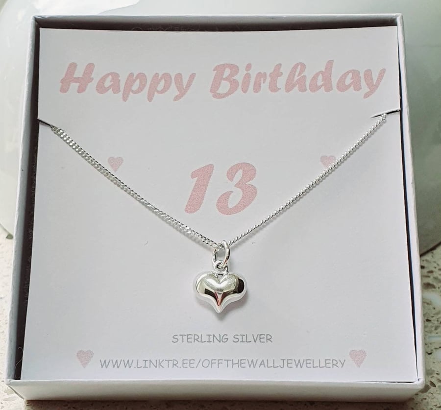 13th birthday gift idea, 13th birthday gift for her, HEART PENDANT, teenager,