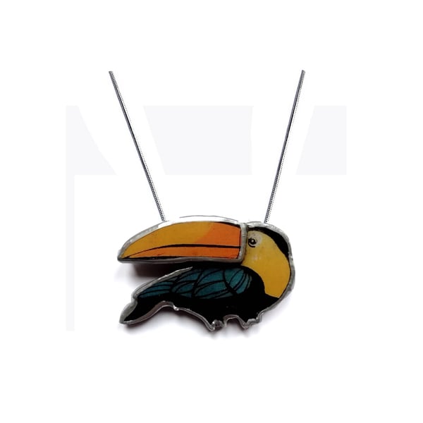  Toucan with layered beak chunky statement Necklace by EllyMental
