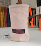 Pink Drawstring Ditty Bag. Upcycled Repurposed Canvas - Image 7