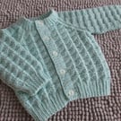 18" Boys Mint Round Neck Triangle Patterned Baby Cardigan