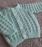18" Boys Mint Round Neck Triangle Patterned Baby Cardigan