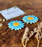 Handmade Ceramic Daisy Earrings, Foraged Dartmoor Clay, Stainless Steel, Blue Ye - Image 2