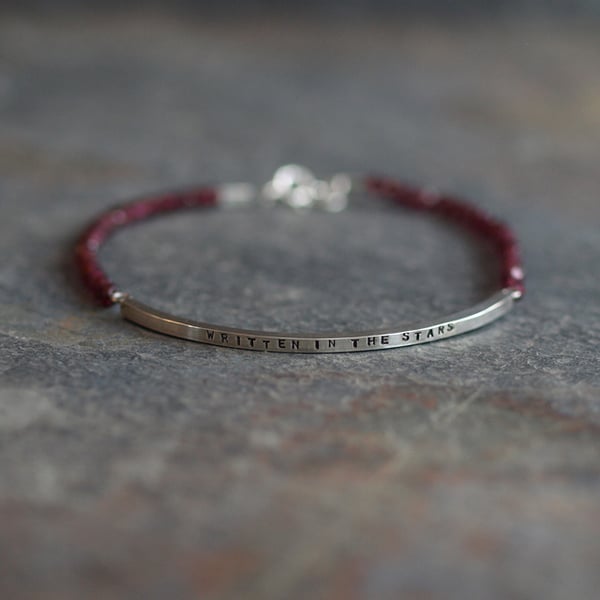 Personalised Message Bracelet, Sterling Silver and Garnet Bracelets