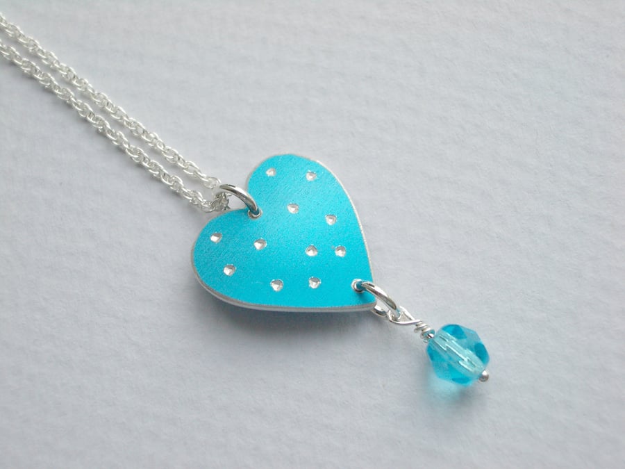 Turquoise spotty heart pendant necklace