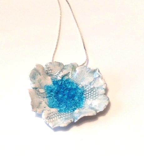 Sky Blue Porcelain Flower Necklace